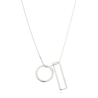 Silver circle and rectangle necklace